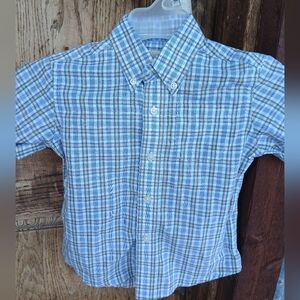 WRANGLER RIATA  Plaid Button-Up Short Sleeved Shirt Child Western Preppy Cowboy